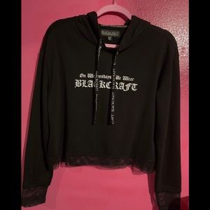 Black Craft Cult Cropped Thin Hoodie